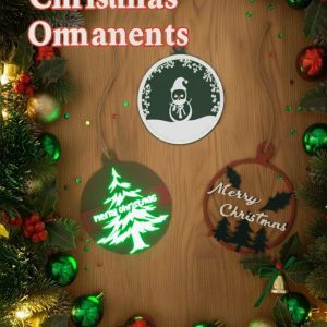 The Magic Set of 3 Christmas ornaments 3D printed- one Glow in dark included