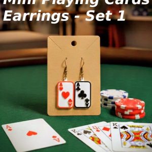 3D Printed Mini Ace Card Earrings – Hearts & Clubs Set1 (Mismatch Pair)