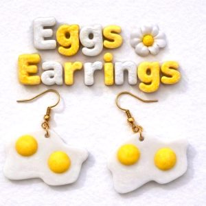 Eggs Earrings 3D Printed Breakfast Collection