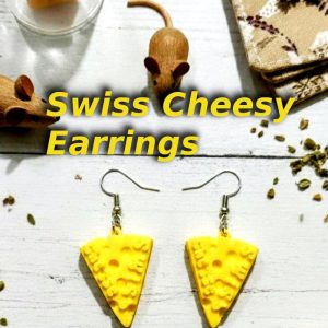 Mini Cheese Earrings: 3D Printed Quirky Food Jewelry