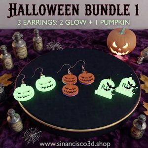 Spooky Glow-in-the-Dark Halloween Earring Bundle (3-Piece Set) - Bundle 1