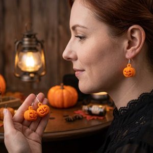 π Realistic Halloween Pumpkin Earrings β Mini 3D Printed Jack-O'-Lanterns